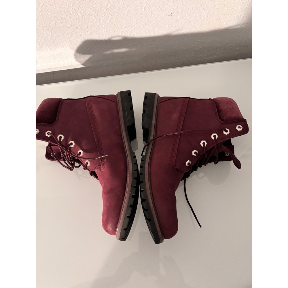 Timberland 6 Inch Premium Burgundy Nubuck Velvet Collar Boots A1KC1 Womens 10 - Picture 2 of 9
